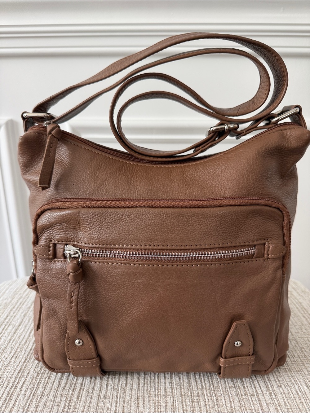 Great American Leather Works Brown Shoulder Crossbody Bag Purse Multi Pockets